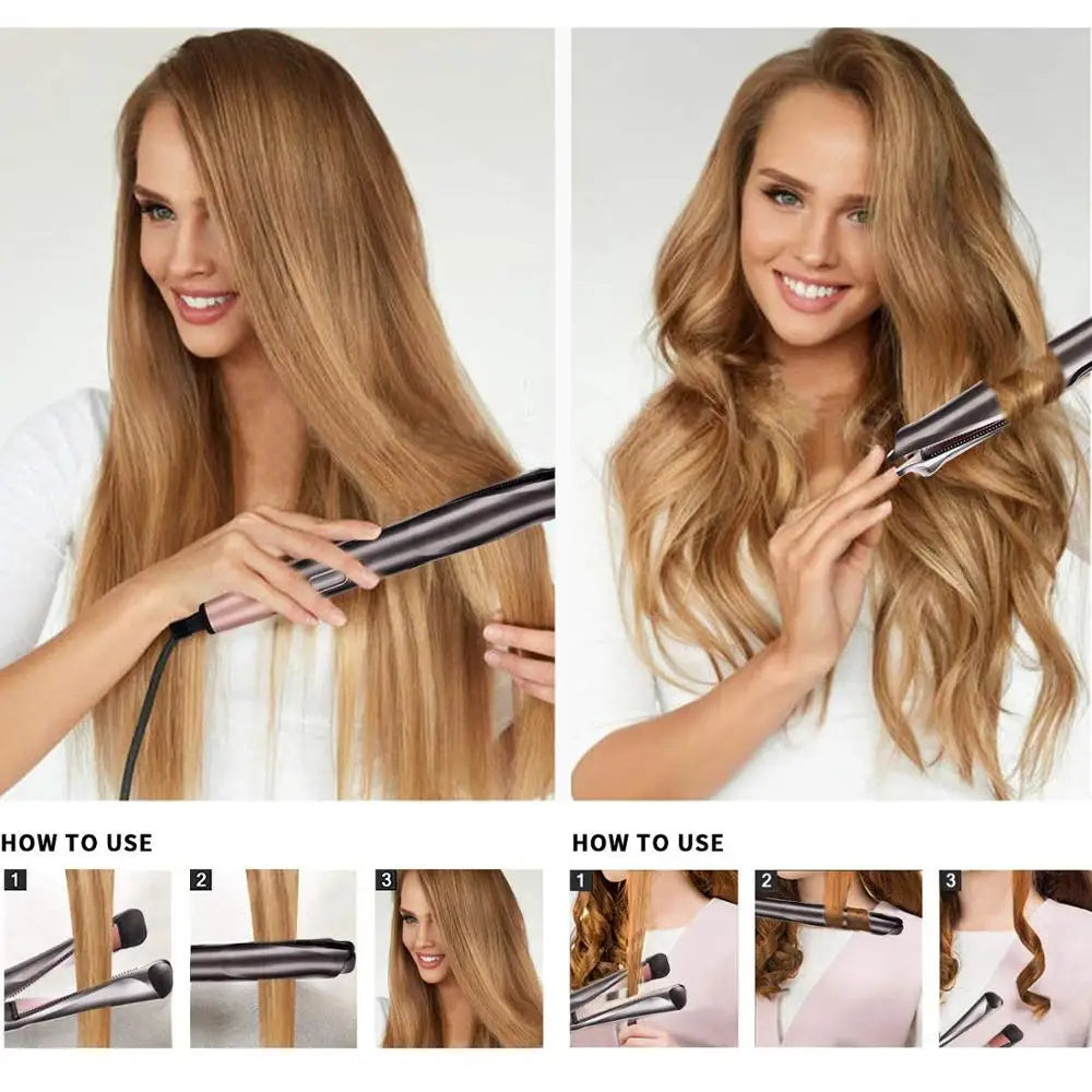 Professional 2 in 1 twist hair curling & straightening iron hotsell