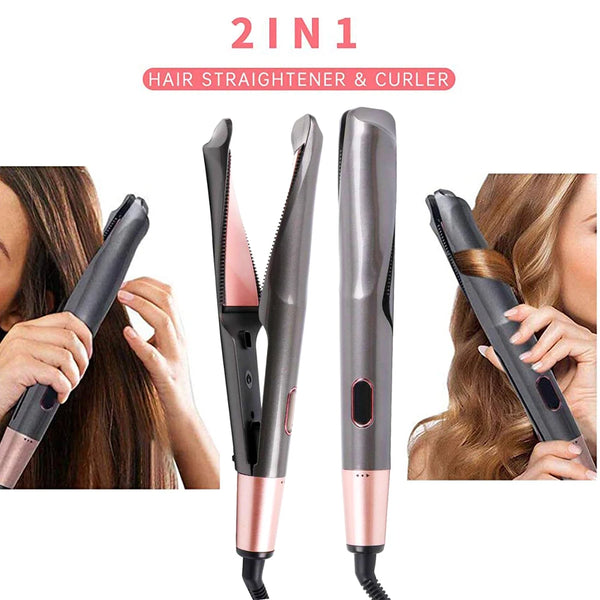 2 in 1 premium hair curler & straightener best sale